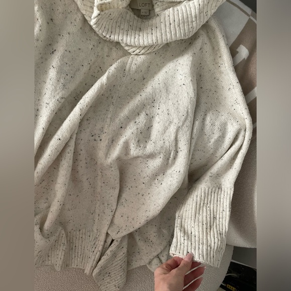 LOFT Speckled Turtleneck Poncho Sweater - Picture 12 of 13
